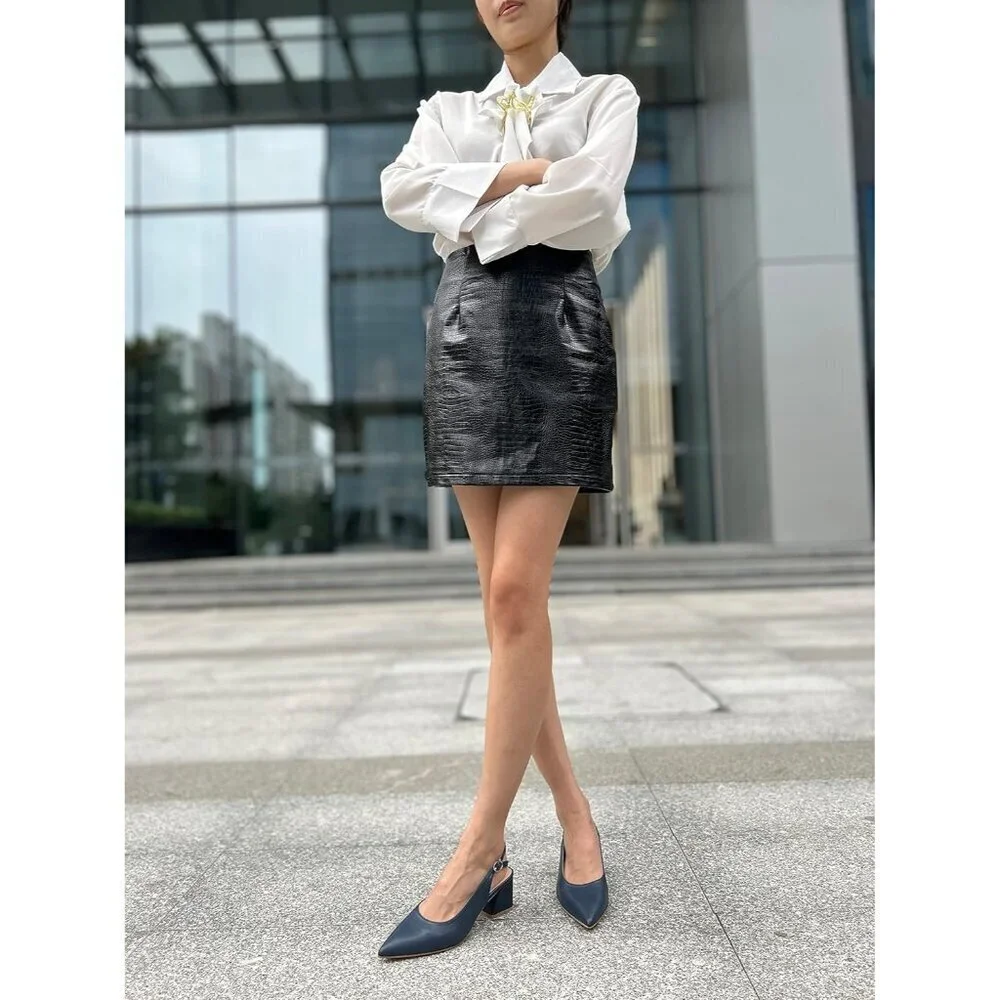 Women Slingback Navy Toe Block Heel Pump Low Heel Office Wedding Dress Shoes